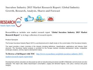 Global Sucralose Industry 2015 Market Research Report