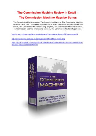 The Commission Machine review - The Commission Machine top notch features