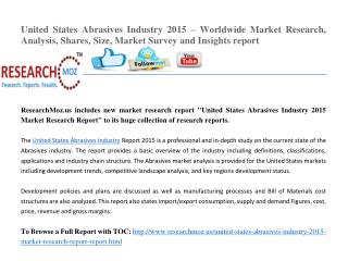 Market Research Report on United States Abrasives Industry 2015