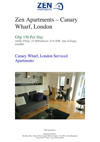 Serviced Apartments Canary Wharf | Canary Wharf Serviced Apartments | Zen Apartments