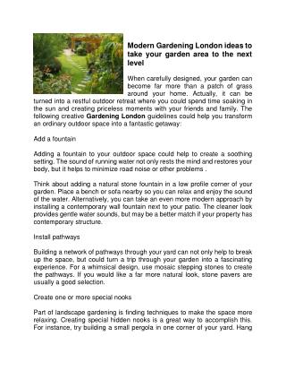 Modern Gardening London ideas to take your garden area to the next level