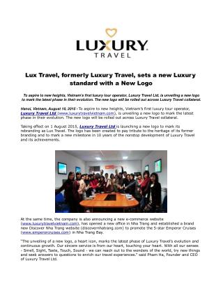 Lux Travel, formerly Luxury Travel, sets a new Luxury standard with a New Logo