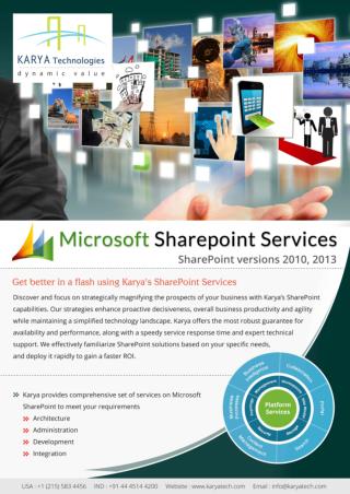 Karya's Services on Microsoft SharePoint Meets All Your Requirements at Affordable Price