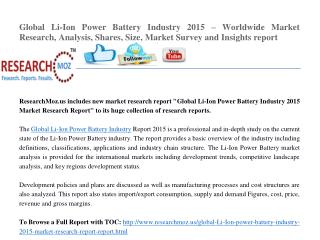 Global Li-ion Power Battery Industry 2015 Market Research Report