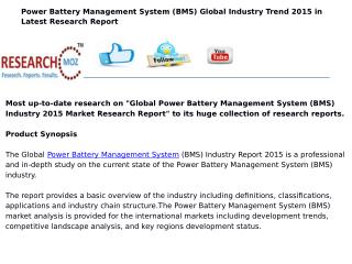 Global Power Battery Management System (BMS) Industry 2015 Market Research Report