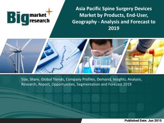 The APAC Spine Surgery Devices Market is expected to reach $2,223.1 million by 2019, at a CAGR of 10.5% from 2014 to 201