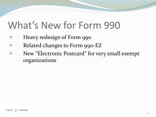 What’s New for Form 990