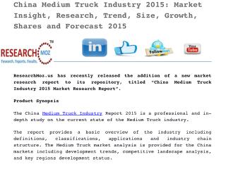 China Medium Truck Industry 2015 Market Research Report