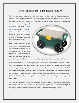 Tips for choosing the right garden kneeler