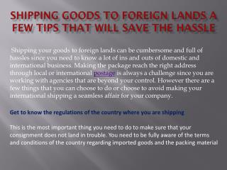 Shipping goods to foreign lands a few tips that will save the hassle