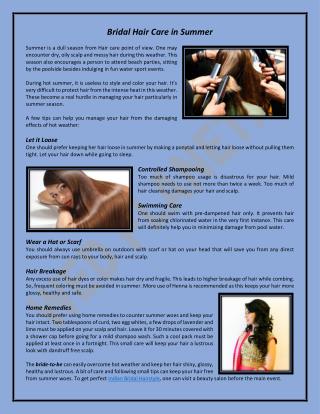 Bridal Hair Care in Summers