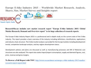 Europe E-bike Industry 2015 Market Research Report