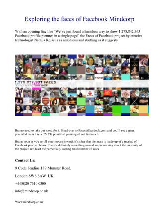 Exploring the faces of Facebook Mindcorp