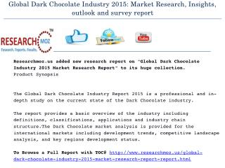 Global Dark Chocolate Industry 2015 Market Research Report