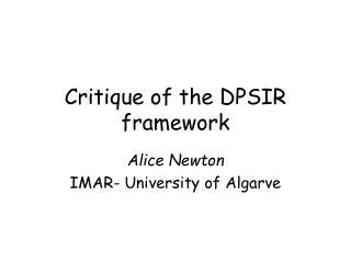 Critique of the DPSIR framework