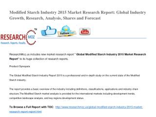 Global Modified Starch Industry 2015 Market Research Report