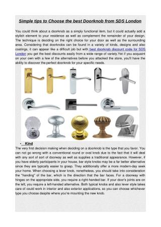 Simple tips to choose the best doorknob from sds london