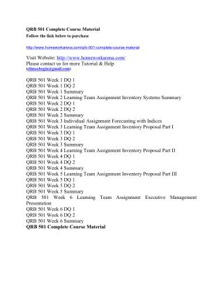 QRB 501 Entire Course Material