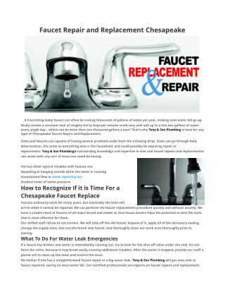 Faucet Repair Chesapeake