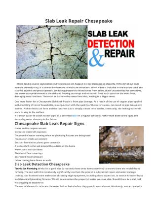 Slab Leak Repair Chesapeake VA