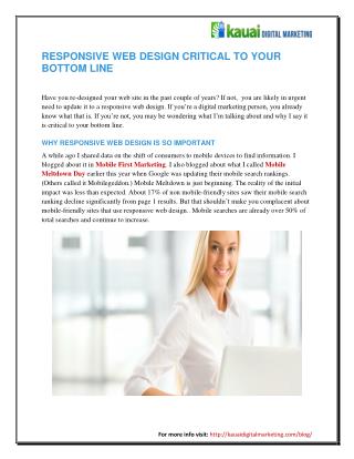 Responsive Web Design Critical to Your Bottom Line