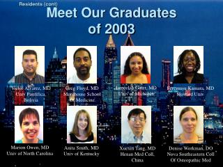 Meet Our Graduates of 2003