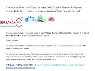 Aluminum Sheet and Plate Industry 2015 Market Research Report: Global Industry Growth, Research, Analysis, Shares and Fo