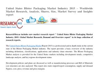 United States Blister Packaging Market Industry 2015 – Worldwide Market Research, Analysis, Shares, Size, Market Survey