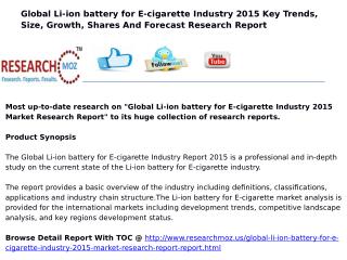 Global Li-ion battery for E-cigarette Industry 2015 Market Research Report