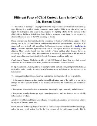 Different Facet of Child Custody Laws in the UAE