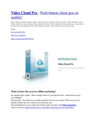 Video Cloud Pro Review - Video Cloud Pro DEMO & BONUS