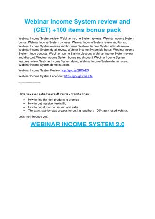 Webinar Income System review - I was shocked!