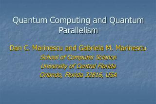 Quantum Computing and Quantum Parallelism