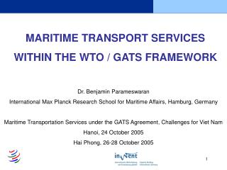 MARITIME TRANSPORT SERVICES WITHIN THE WTO / GATS FRAMEWORK