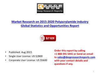 Polyacrylamide industry 2015 Global Statistics and Opportunities Report