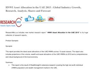 HNWI Asset Allocation in the UAE 2015