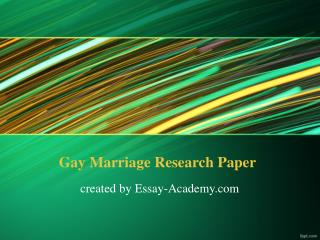 Gay Marriage Research Paper