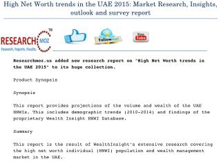 High Net Worth trends in the UAE 2015