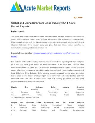 Global and China Bathroom Sinks Industry 2014 Acute Market Reports