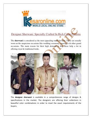 Designer Sherwani Online Shopping In Canada