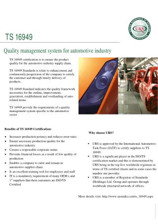 TS 16949 certification by ursindia