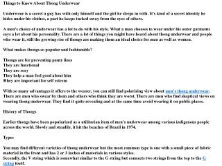 Things to Know About Thong Underwear