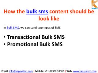 How the bulk SMS Content should be look like