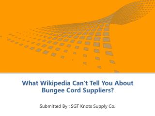 What Wikipedia Can't Tell You About Bungee Cord Suppliers?