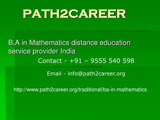 Distance education in B.A in Mathematics UP,Noida @9555540598