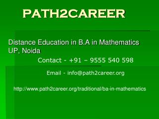 Distance Education in B.A in Mathematics UP,Noida @9278888356