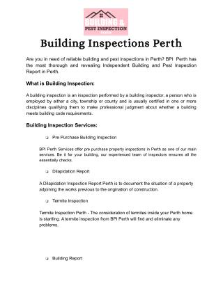 Building and Pest Inspection Perth