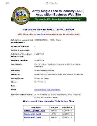 Blog 75 USMC 20150815 EXHIBIT 1 ASFI Solicitation View W912D115R0014