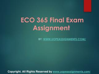 ECO 365 Final Exam Assignment