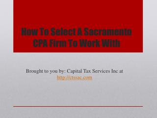 How To Select A Sacramento CPA Firm To Work With